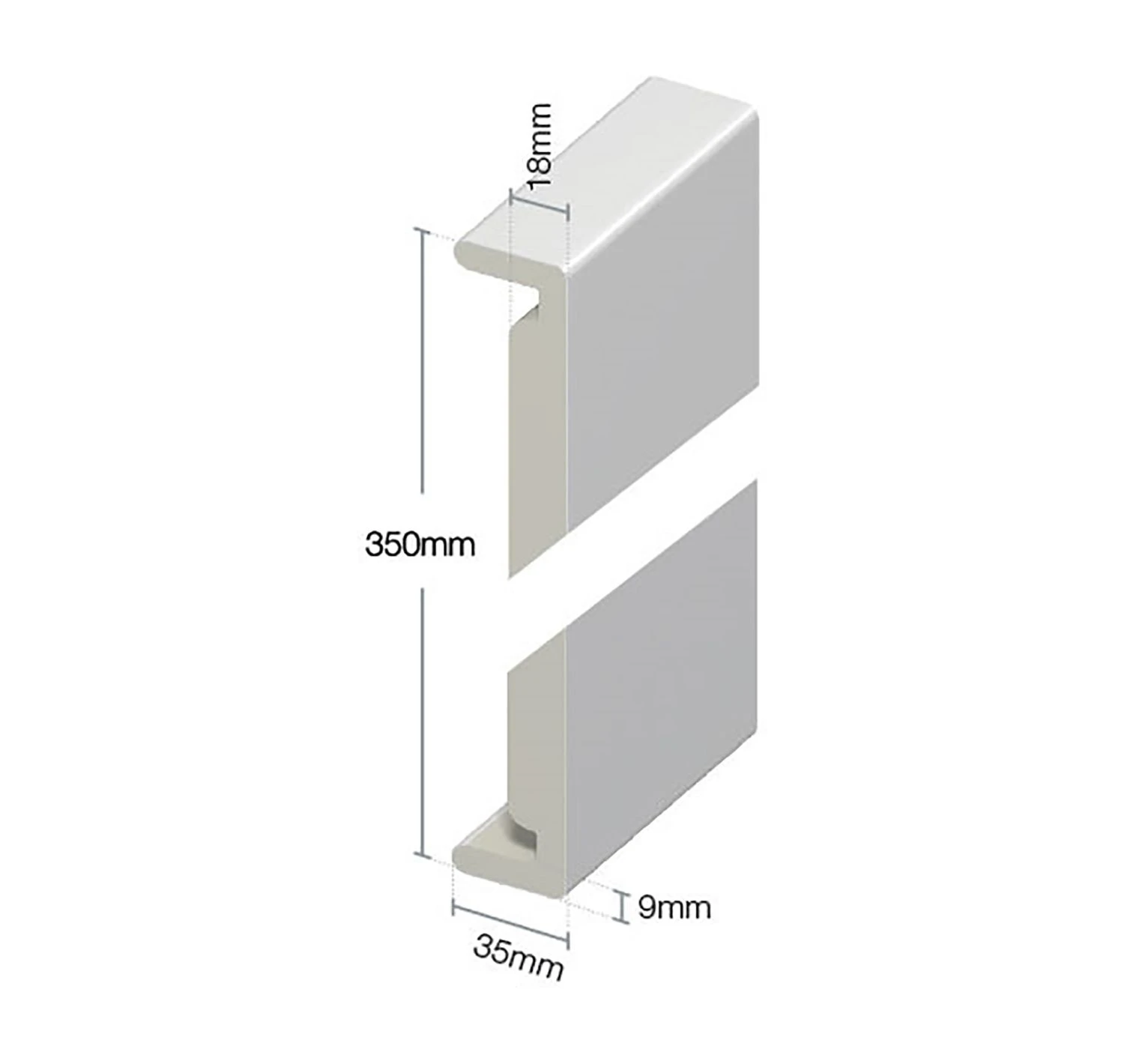 White Smooth Double Edged Fascia Board - Length 5m X Width 350mm - Image 2