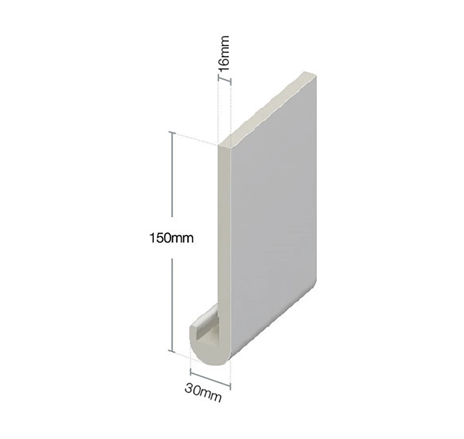 White Bull-Nosed Fascia Board - Length 5m X Width 150mm - Image 2