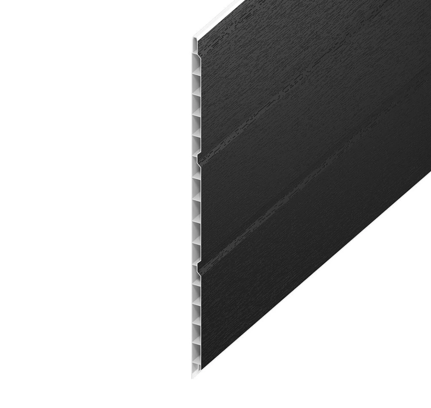 Black Ash Woodgrain Hollow Soffit Board - Length 5m X Width 300mm
