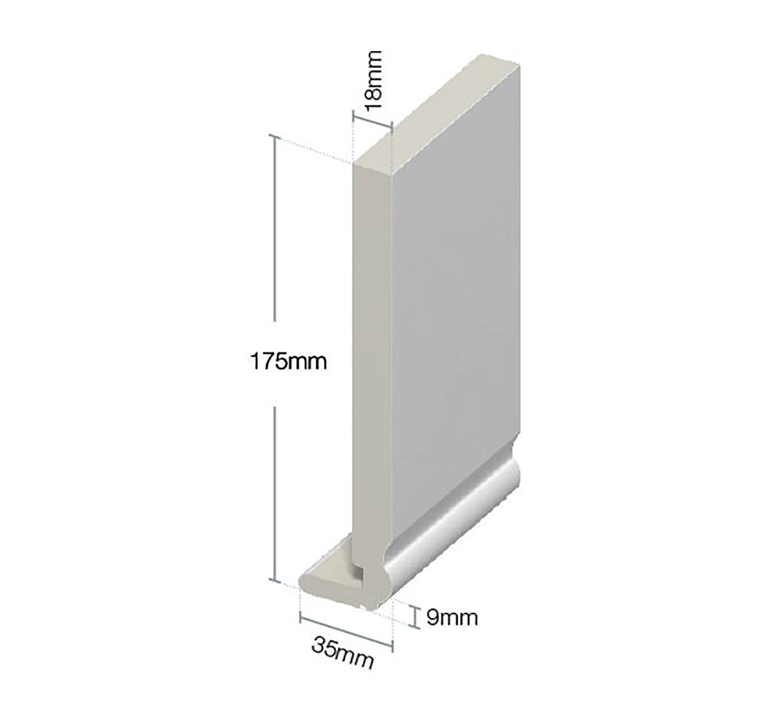 White Standard Ogee Fascia Board - Length 5m X Width 175mm - Image 2